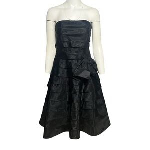 Victor Costa Vintage 80s Strapless Tiered Gown with Bow Size 8 Union Made in USA